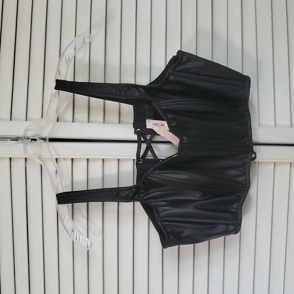 VS Black Faux Leather Bralette - Picture 7 of 10